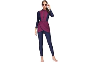 SHUOBEITER Burkini Swimsuits for Women Modest Swimwear Islamic Long Sleeve Bathing Suit Full Cover Hijab