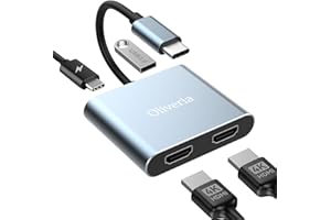 Oliveria Adaptador USB C a HDMI dual, compatible con Dual 4K @ 30 Hz USB C Multipuerto Adaptador Thunderbolt 3 a HDMI, PD 100 W Puerto de carga, USB 3.0 Conector MacBook/MacBook Pro/Air, Chromebook,