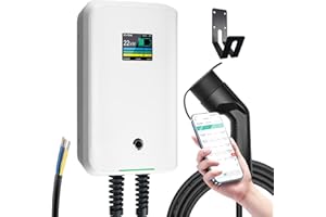 Morec Wallbox 22kW Tipo 2 con Smart App, 6-32A Trifase 380V Colonnina Ricarica Auto Elettrica con Cavo di Ricarica 6m, RCD Tipo B per BEV/PHEV, IEC 62196-2