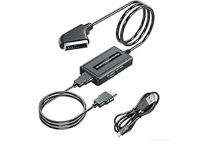 GBOKYN Convertitore scart a HDMI, adattatore scart HDMI con cavi HDMI e scart, convertitore scart maschio in uscita HDMI supporta interruttore di uscita Full HD 720p/1080p