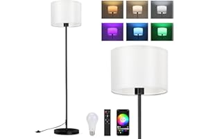 Winverty Floor Lamp Living Room, RGB Dimmable Floor Lamp with Remote Control and App Control, Timer Function, DIY and Music Mode, E27 Floor Lamp for Office Bedroom