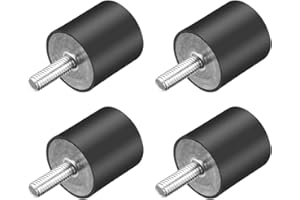sourcing map Soportes de goma de rosca M6 aisladores de vibración pernos cilíndricos con pernos 4 piezas 25mm x 25mm