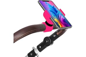 Renimove Soporte movil para Carrito Bebe Apto para telefonos hasta 7.5" de Pantalla facil de Ajustar Estable y Seguro Entretenimiento diseño Compacto y Resistente (Fucsia)