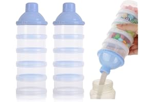 Manwetye 2er Pack 5-Schichtiger Babymilchpulver-Spender, tragbarer Milchpulverbehälter für unterwegs, blau