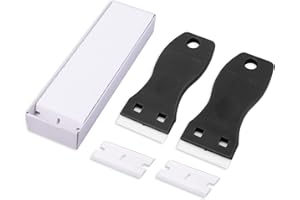 FOSHIO 2 PCS Raschietti in plastica con 100 Lame in raschietto in plastica, Raschietto plastica dura, Rimozione Adesivo in plastica, Rimozione della Colla in Vinile (nero)
