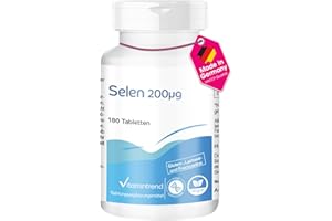 Selen 200 μg z drożdży selenowych - 180 tabletek - wysoka dawka - wegańskie - biodostępne suplementy z Niemiec | Vitamintrend