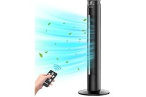 JERVAMNI Ventilatore Torre Silenzioso con Telecomando, Ventilatore a Torre per Casa, Oscillante a 70°, 5 Modalità, Timer 12H, ECO Modalità Risparmio, Spegnimento Automatico
