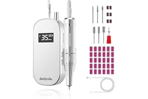 Delanie Ponceuse pour Ongles 35000RPM ,Lime à ongles électrique rechargeable avec clip ceinture, fraise à ongles pour ongles en acrylique et en gel avec 7 embouts & 36 bandes abrasives