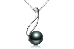 Perle de Tahiti Collier avec Pendentif Femme de Perle Noire de classe AAA et Argent Fin 925 Vente Seule Les Plus Beaux Bijoux Fantaisies de Cadeau Noel Femme par VIKI LYNN