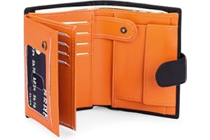SENDEFN SENFEFN Portafoglio Uomo Vera Pelle Trifold, Portafogli Uomo Blocco RFID con 19 Porta Carte di Credito, Tasca Portamonete, 3 Scomparti Banconote