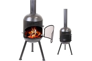 BonFeu BonSolo - Brasero - Brazeros Exterieur - Brasero Exterieur - Brasero Barbecue - Barbecue Plancha Grilles - Brasero pour Jardin - Poêles de Jardin (Noir, 34x34x124 cm)