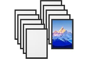 Comzantor 10 Piezas A4 Marco Fotos Magnetico, Marco de Fotos Magnético Multiusos, Diamond Painting Marco, Información Marco Autoadhesivo, para Fotos, Carteles, Documento, Licencia (Negro)