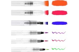 COZLLY Watercolor Brush Pens Set of 6 Water Brush Pens for Watercolor Paint Brush Refillable Water Painting Pen Water Paint Pens Aqua Brush Pen Watercolour Pen Water Brushes for Watercolor