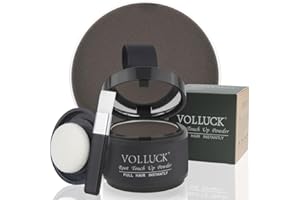 VOLLUCK Retoca Raices, Natural de Larga Duración Polvos Pelo Hombre Mujer Disimular Calvicie, Impermeable Cubre Canas Fibras Capilares 4g (Marron Oscuro)