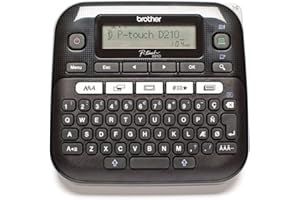 Brother PT-D210 - Impresora de Etiquetas (Thermal Transfer, 180 x 180 DPI, 20 mm/sec, 9 mm, LCD, 1 Lines) [Teclado QWERTZ Aleman], Color Negro