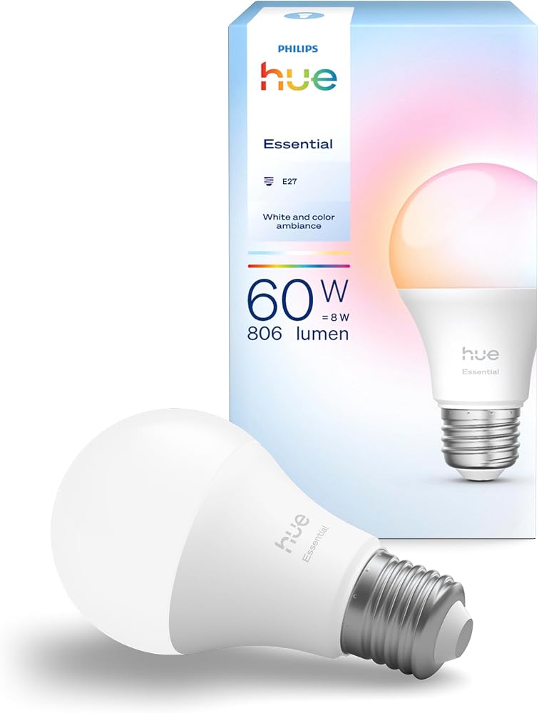 Philips Hue Essential 8W E27 806 Lumen Renkli Akıllı Ampul A60-25.000 Saat Ampul Kullanım Ömrü