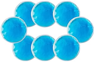 BEIIEB Zestaw 8 opakowań z lodem, maska na oczy, ochrona oczu, zimny i gorący kompres z PVC, wielokrotnego użytku, okrągłe niebieskie lody, spa na oczy, małe opakowanie żelowych lodów.