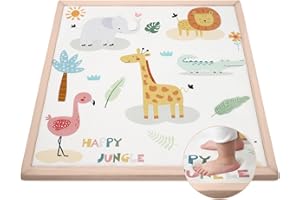 Alfombra Colchoneta Bebe Suelo Acolchada, 127x127x3cm Tapete Actividades de Juegos Plegable para Bebe Niños Infantiles, Superficie de franela Suave con Base Antideslizante - Animales de la Selva