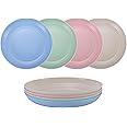 LuckyZone 7 Inches Small Unbreakable Wheat Straw Plates - Reusable Plate Sets of 4 - Dishwasher & Microwave Safe - Perfect for Dinner Dishes - Healthy, BPA Free & Eco-Friendly (7 Inches)