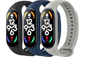 Vancle 3 Stück Armband für Xiaomi Mi Band 7, Weiches Silikon Sport Wasserdicht Ersatzarmband für Xiaomi Mi Band 7 Damen Herren
