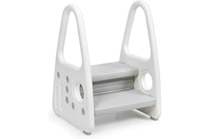 COSTWAY Taburete para Niños de 2 Niveles Escalera Multiusa para Niños de Plástico Escalón Infantil para Habitaciones de Niños Cocina Baño (Gris)