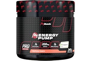 MyMUSCLE - My Energy Pump - Formule Booster Pre-Workout en Poudre + Vitamines + Créatine + Caféine - Tropical Punch 345g - 30 Portions