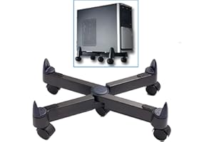 Tecnostyl Porta PC Fisso Regolabile su 5 Rotelle. Nero. Larghezza Massima PC 25 Cm.