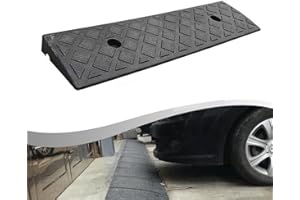 EPHEYFIF Rubber Threshold Ramp 500X130mm, Heavy-Duty PE Non-Slip Curb Ramp For Cars/Wheelchairs/Scooters, 30Mm Height Black Grid Design, Weatherproof Transition Ramp For Doorways/Garages(Black)