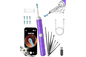 Ear Wax Removal Camera, Kekoy Ear Cleaner 1296P HD Camera, Ear Cleaning Kit with 8pcs Ear Set, Wireless WiFi Otoscope with 6 Lights, Rechargeable Earwax Removal Tool Kit for Adult & Kid(Light Purple)