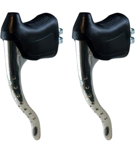 Levers De Frein Vélo Course Vintage - Double Commande - Aluminium Chromé - 22,2 Mm