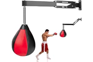 Faazy Speed Bag Boxing Set, Wall Mount Height Adjustable & Fold Speed Balls Boxing, Wall Bracket Boxing Reflex Bag for Adult Kids, Leather Punch Ball for Training, Fits Home Gym Workout