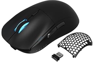 YINDIAO AJAZZ AJ199 Bezprzewodowa Mysz do Gier,Ultralekka(60g),Czujnik Optyczny Pixart PAW3395, 26000 DPI, 2,4Ghz,1ms,Przewodowa USB C,6 Programowalnych Przycisków,Długa żywotność Baterii,PC - Czarna