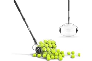 NEEWER Tennis Ball Hopper, 30-58"/77-148cm Telescopic Golf Ball Retriever Pickleball Picker Upper, Rolling Collector Basket Holder Roller for 1.5"-3" Balls, Training Accessories & Equipment, TB01S