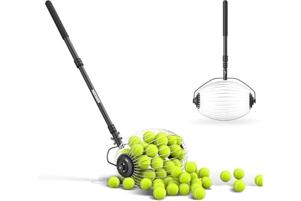NEEWER Ramasse-Balles de Tennis,77-148 cm,Télescopique,Panier à Roulettes supérieur,pour 40 Balles de Tennis,accessoires et équipements d'entraînement,TB01S