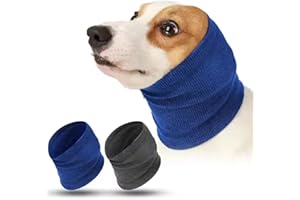 GXGM 2 PCS Paraorecchie Cane,Alta Elasticità Copri Orecchie per Cani,Sciarpa Cane,Protezione per la Testa dei Cani Facile da Pulire Regolabile,Forniture per Animali Domestici,Grigio+Blu (M)