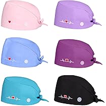 KRYMSON - Berretto Infermiera In Cotone Puro, Verde, Regolabile, Per Ospedali E Cliniche