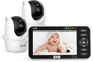 GHB Babyphone mit 2 Kameras 5 Zoll 720P HD IPS-Display Babyphone Kamera VOX-Modus Gegensprechen Nachtsicht Temperaturanzeige