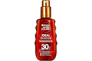 Garnier Ambre Solaire SPF 30 Ideal Bronze Protective Oil Sun Cream Spray 150ml, Tan Enhancing, High Sun Protection Factor 30, Shea Butter, Water Resistant, Non-Greasy, UVA & UVB Protection 150ml