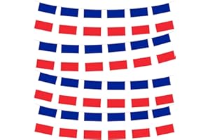 YAAVAAW 10m/32.8ft French Flags Bunting with 30 Flags for Oly 2024 Decorations, Banner for Paris Oly 2024, Indoor/Outdoor Sports Events, Party Decorations