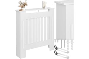 TecTake® Copri Termosifoni con Ripiano, Copricalorifero Design a Lamelle, Copritermosifoni con Aperture per Circolazione Aria, Copertura Radiatori con Mensola da Termosifone 79x19x82 cm - Bianco