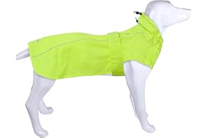 MAMORE Adjustable Waterproof Dog Raincoat for Dogs,Lightweight Pet Rain Jacket Puppy Clothes with Reflective Strip for Small Medium Large Dogs (Fluo, XL)