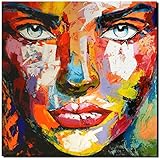 KUNST DRUCK Gemälde Leinwand modern abstrakt Bild 846 Portrait SIGNIERT 80x80