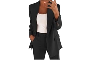 ELSA KEITH Hosenanzüge für Damen Elegant Business Freizeitanzug 2 Teilig Outfit Cardigan Einfarbig Set Vintage Fashion Blazer Langarm Casual Loungewear Sportlich Locker Jogginganzug Lässige Anzüge