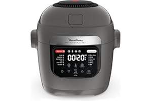 Moulinex Multicook & Fry, multicuiseur et air fryer intégré, 12programmes, Cuisson sur 2 niveaux, Départ différé, Capacité 6L, Gris Hippo, MZ730BF0
