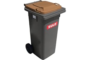 ‎SULO SULO Mülltonne MGB 120 grau mit braunem Deckel 120 Liter Fassungsvermögen