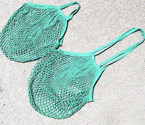 OKO Einkaufsnetz Einkaufstaschen Einkaufsnetz Netze Einkaufstaschen Tasche Kartoffelsack Einkaufkorb aus Bio-Baumwollschnur Grün Kurz - 5
