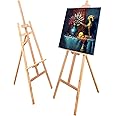 Beauenty 175CM Large Display Stand Artist Easel, Canvases Tripod, Beechwood Display Display Frame Easel Wooden Easel, Adult Students Classroom School Vertical Easels