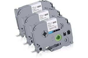 Birshe Compatible Ruban Remplacement Compatible pour Ruban Ruban pour Étiqueteuse compatible Recharge Ruban pour Brother Tze-231 TZ 12mm 0.47 Tape, pour Étiqueteuse PT-1000 PT-P300BT P710BT PT-H100LB