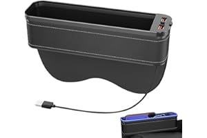 MURMAN G-ap - Organizador para asiento de coche con conector USB y luz LED - Caja de almacenamiento para asientos de coche, teléfonos, llaves, gafas y tarjetas