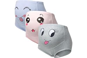 HORNICE Women'S High Waist Maternity Briefs Smile Print Cotton Pregnancy Briefs With Adjustable Drawstring (3-Pack)